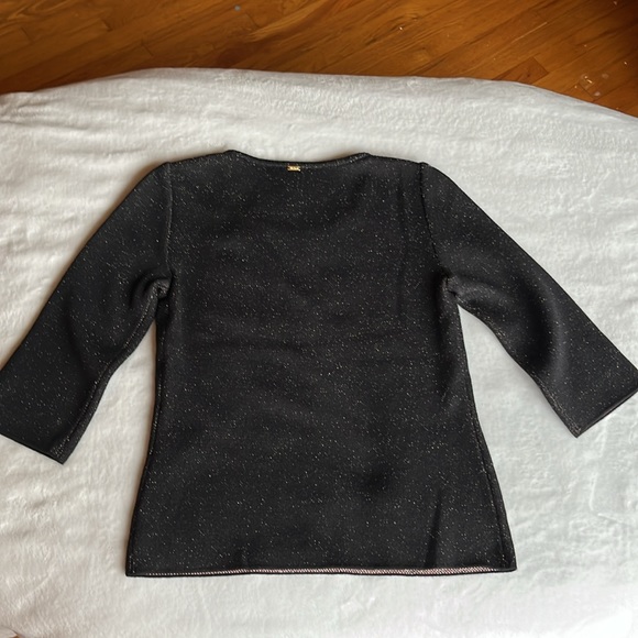 St. John Sport Madison Red Multi women’s size P beaded scoop neck black sweater - Picture 14 of 16